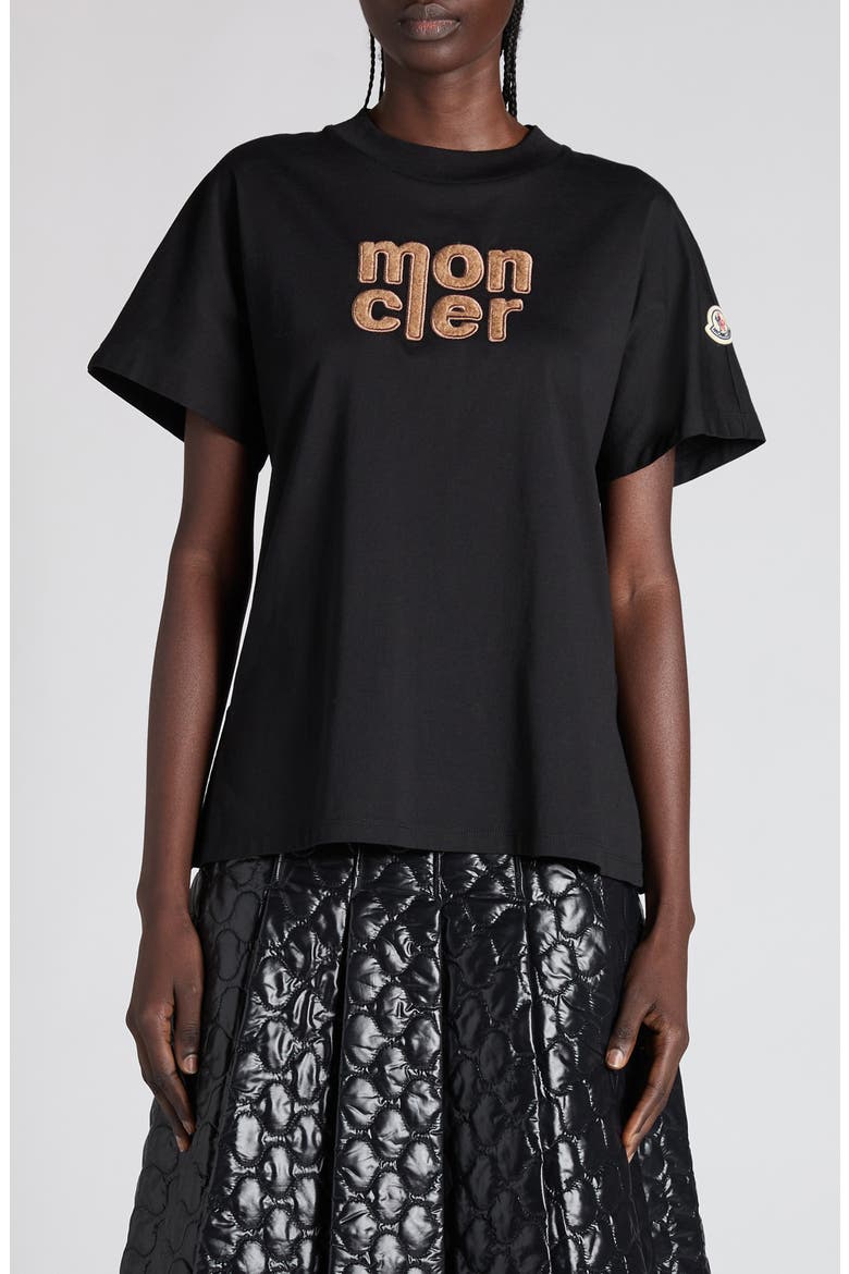 Logo Patch Cotton T-Shirt, Main, color, BLACK