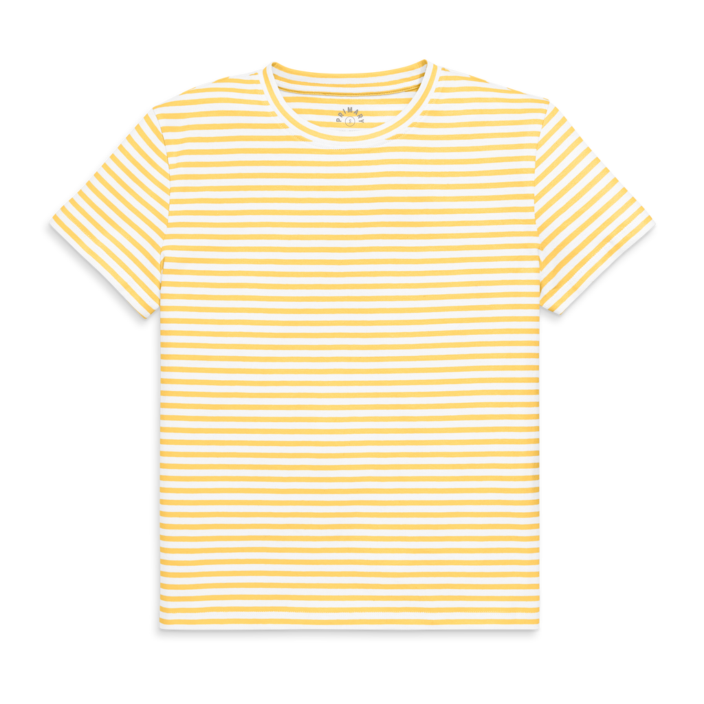 Primary Adult Easy Crewneck Stripe Tee In Sunlight White Stripe