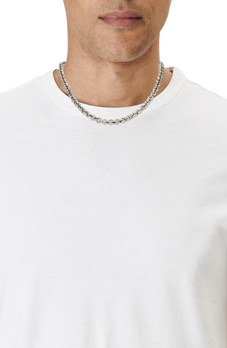 AllSaints Hex Chain Necklace, Alternate, color, Warm Silver