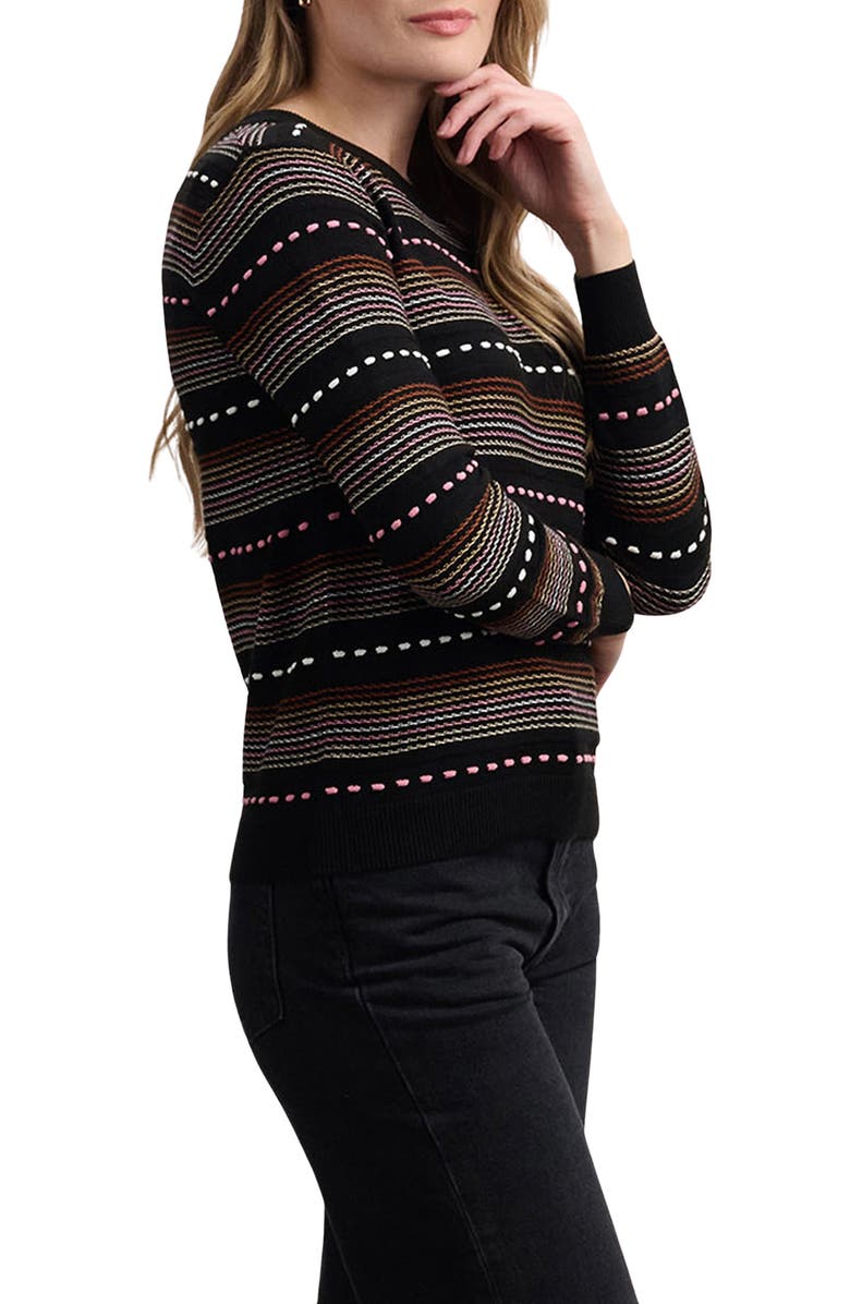 Hatley Kate Textured Stripe Crewneck Sweater, Alternate, color, Black