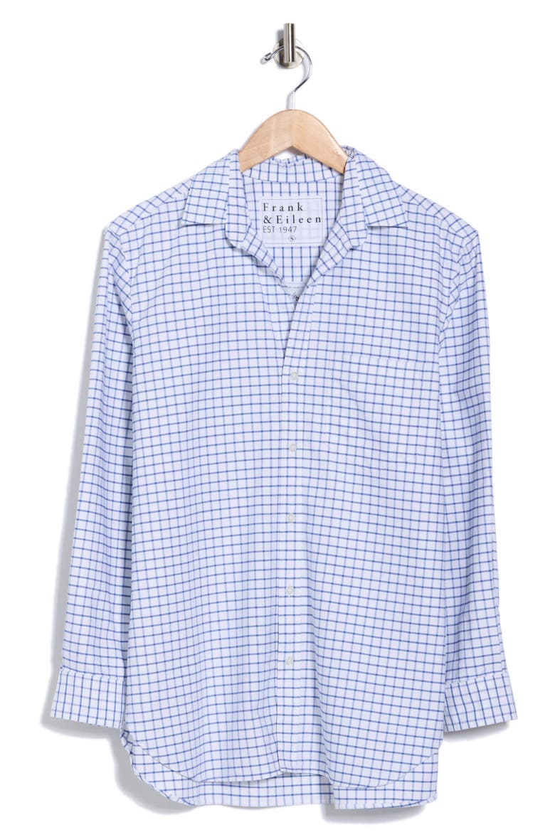 Joedy Boyfriend Cotton Button-Up Shirt, Alternate, color, BLUE WHITE CHECK