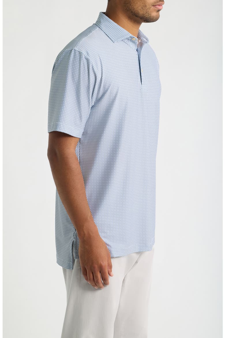 Rambla Microprint Performance Jersey Polo, Alternate, color, WHITE / DARK AMBER/ BLUE
