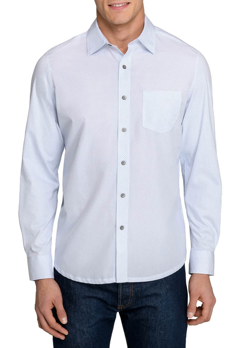 Slim Fit Micro Dash Reworked Button-Up Shirt, Main, color, WHITE/ BLUE