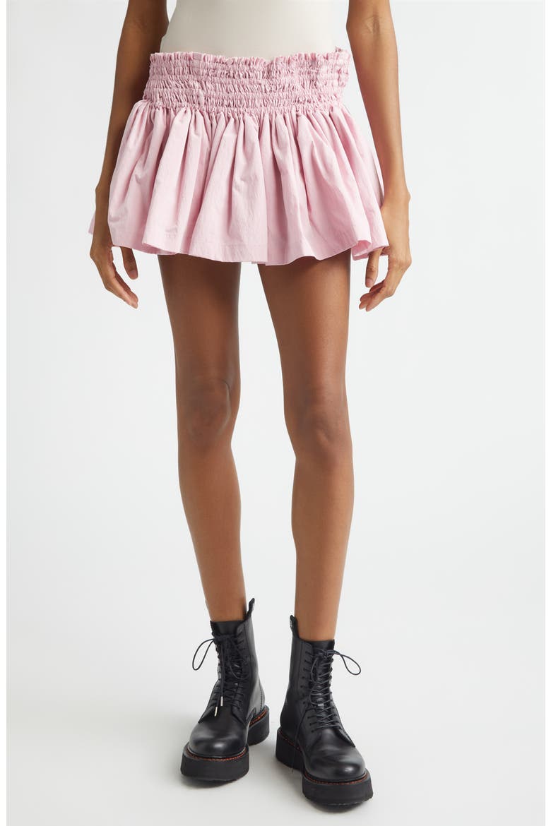 Track Shirred Miniskirt, Main, color, PINK