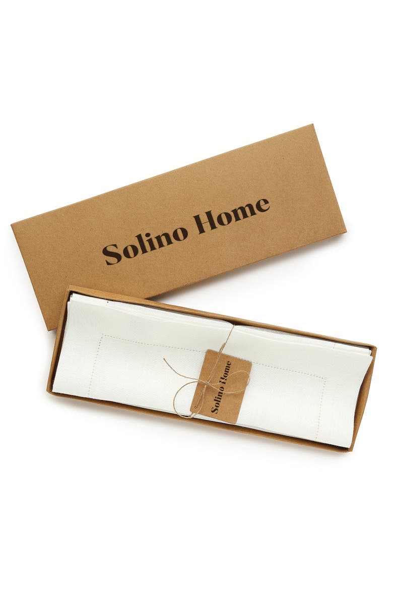 Linen Square Placemats Set of 4, 14 x 14" - Classic Hemstitch, Alternate, color, Ivory