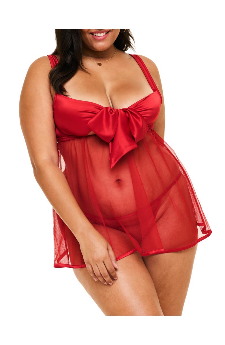 Adore Me Bessima Babydoll & G-String Set Lingerie, Main, color, Dark Red