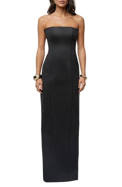 Madioson Sheer Inset Faux Suede Column Gown