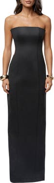 JLUXLABEL Madioson Sheer Inset Faux Suede Column Gown