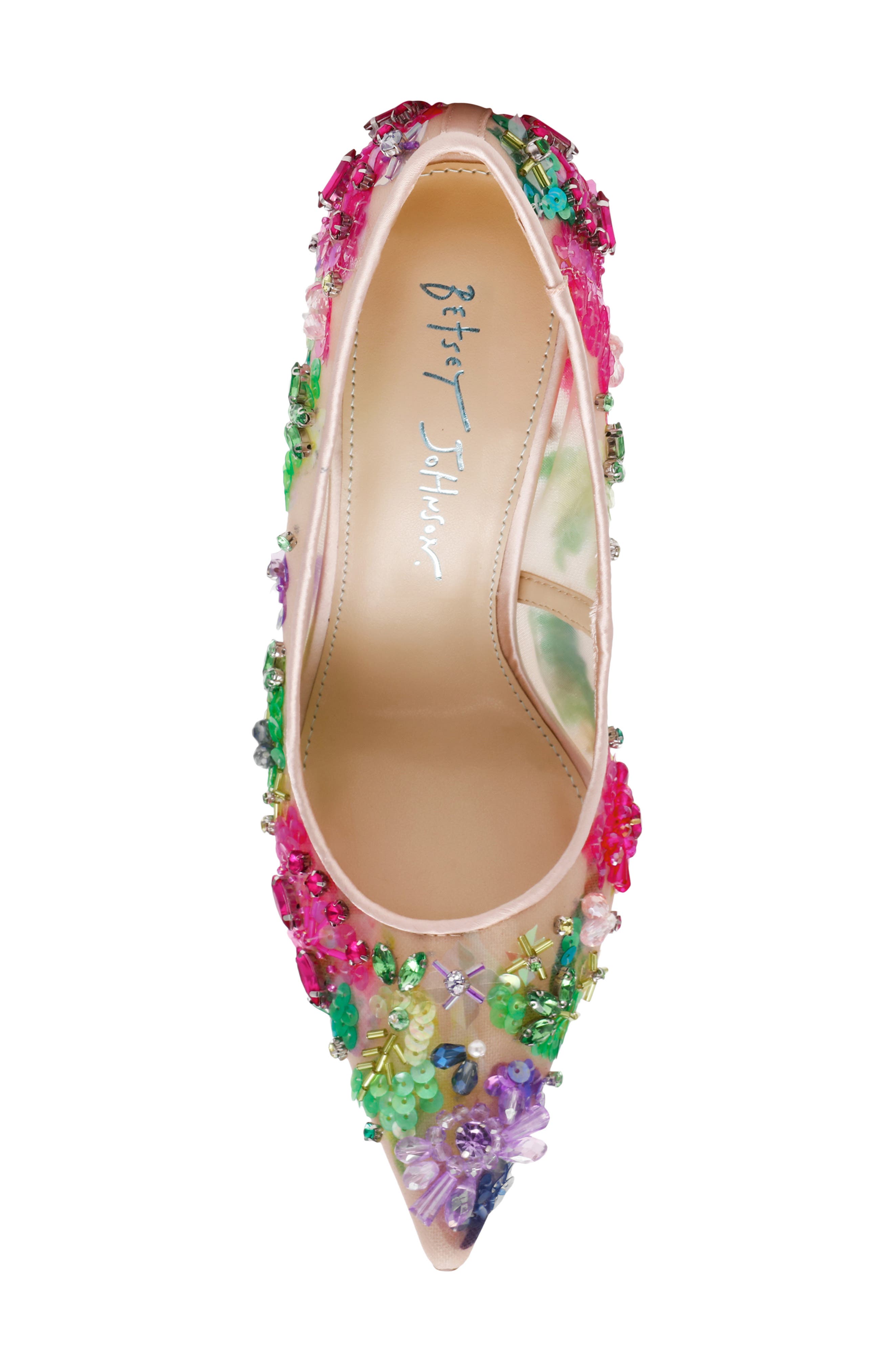 Betsey Johnson Netta Pointed Toe Pump, Alternate, color, Beige Multi