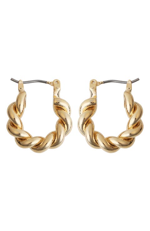 Twisted Huggie Hoop Earrings