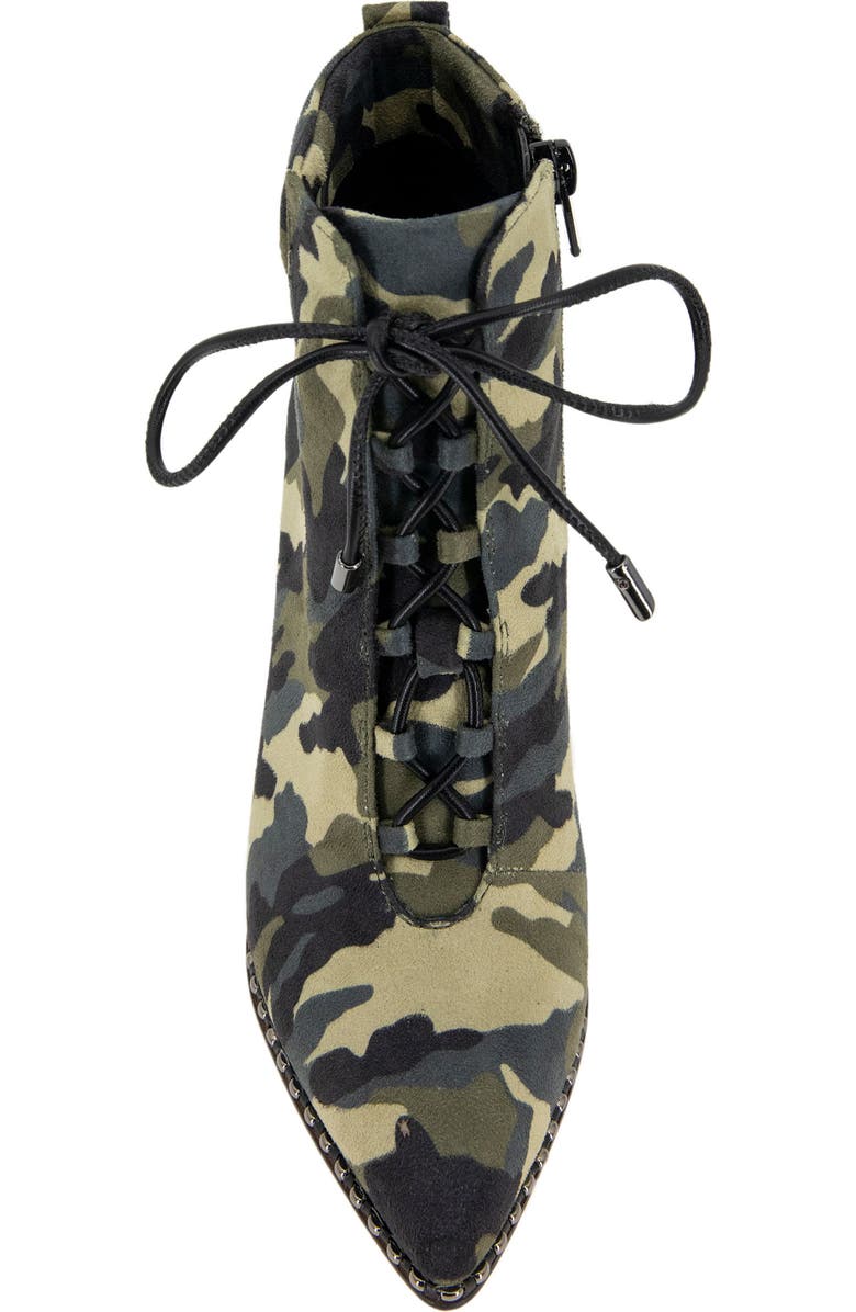 BCBGeneration Hinna Pointy Toe Lace-Up Bootie, Alternate, color, Camo Microsuede