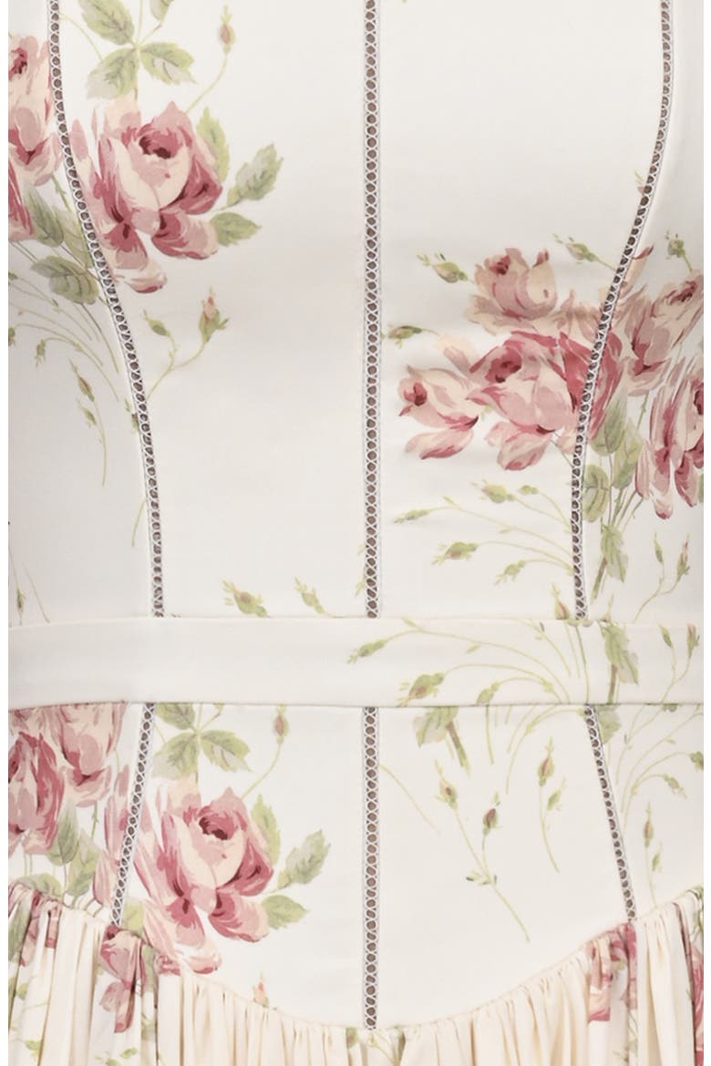 Ysabella Floral Stretch Cotton Maxi Sundress, Alternate, color, IVORY VINTAGE ROSE PRINT