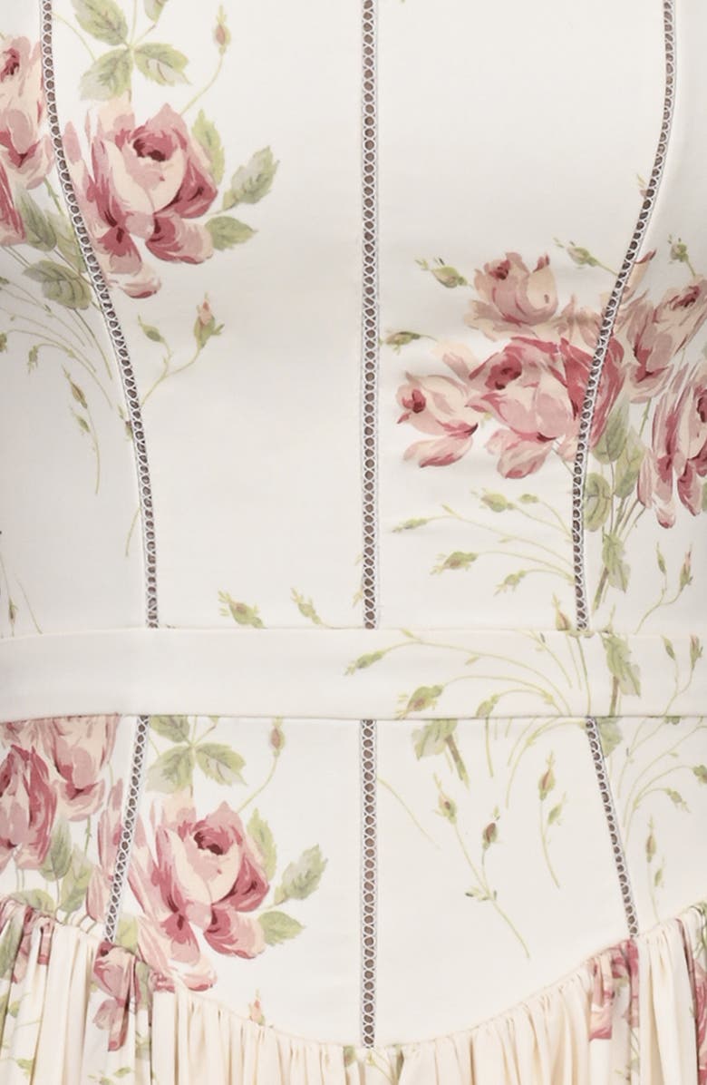 HOUSE OF CB Ysabella Floral Stretch Cotton Maxi Sundress, Alternate, color, Ivory Vintage Rose Print