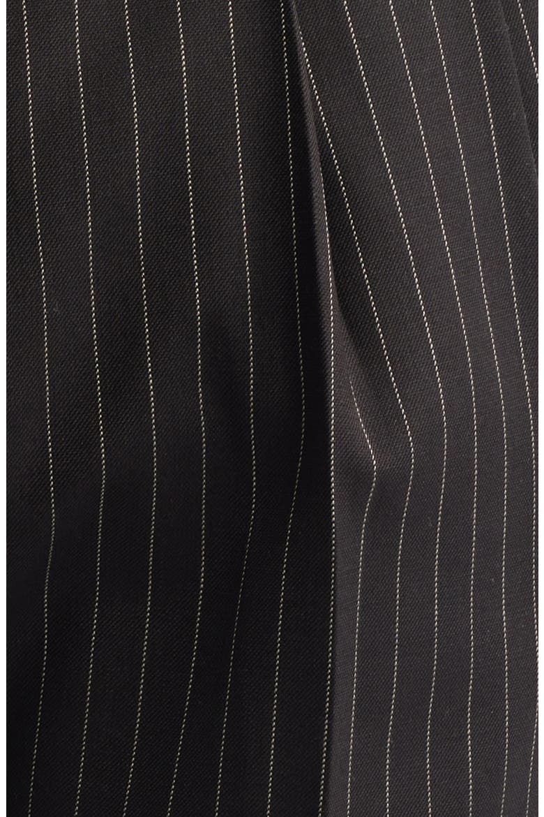 Nova Black Pinstripe Pleated Wool & Cotton Drawstring Dress Pants, Alternate, color, ESPRESSO