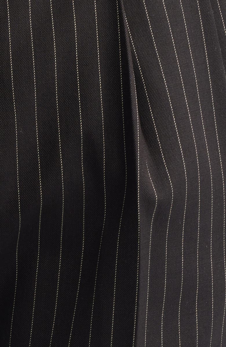 Zanella Nova Black Pinstripe Pleated Wool & Cotton Drawstring Dress Pants, Alternate, color, Espresso