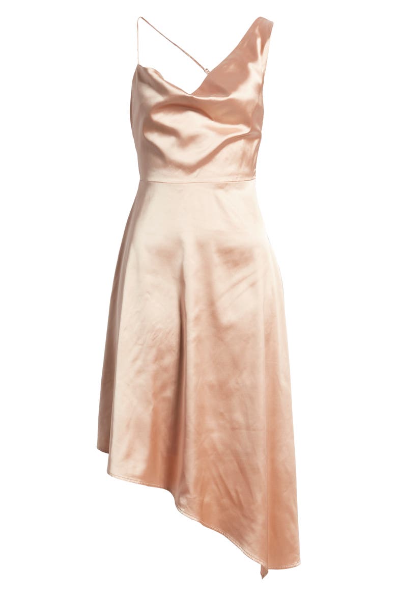 Sereno Cowl Neck Satin Midi Dress, Alternate, color, CHAMPAGNE