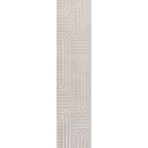 Jonathan Y Anders High-low Midcentury Modern Arch Stripe Two-tone Indoor/outdoor Area Rug In White/cream