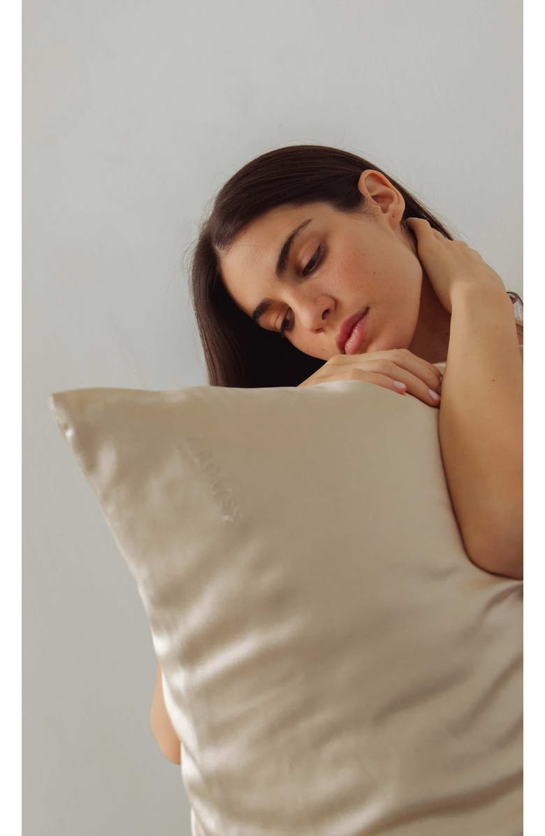 Drowsy Sleep Co. King Silk Pillowcase, Alternate, color, Akoya Pearl