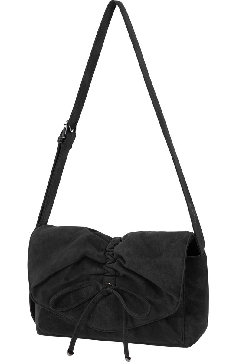 Oryany Small Ruched Flap Faux Suede Crossbody Bag, Alternate, color, Black