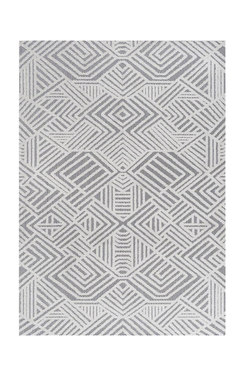 JONATHAN Y Jordan High-Low Pile Art Deco Geometric Indoor/Outdoor Area Rug, Alternate, color, White/Black