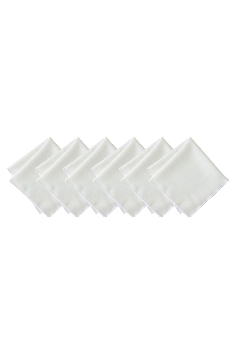 Classic Embroidered Border Napkins Set of 6 White - 18"W x 18"L, Main, color, White