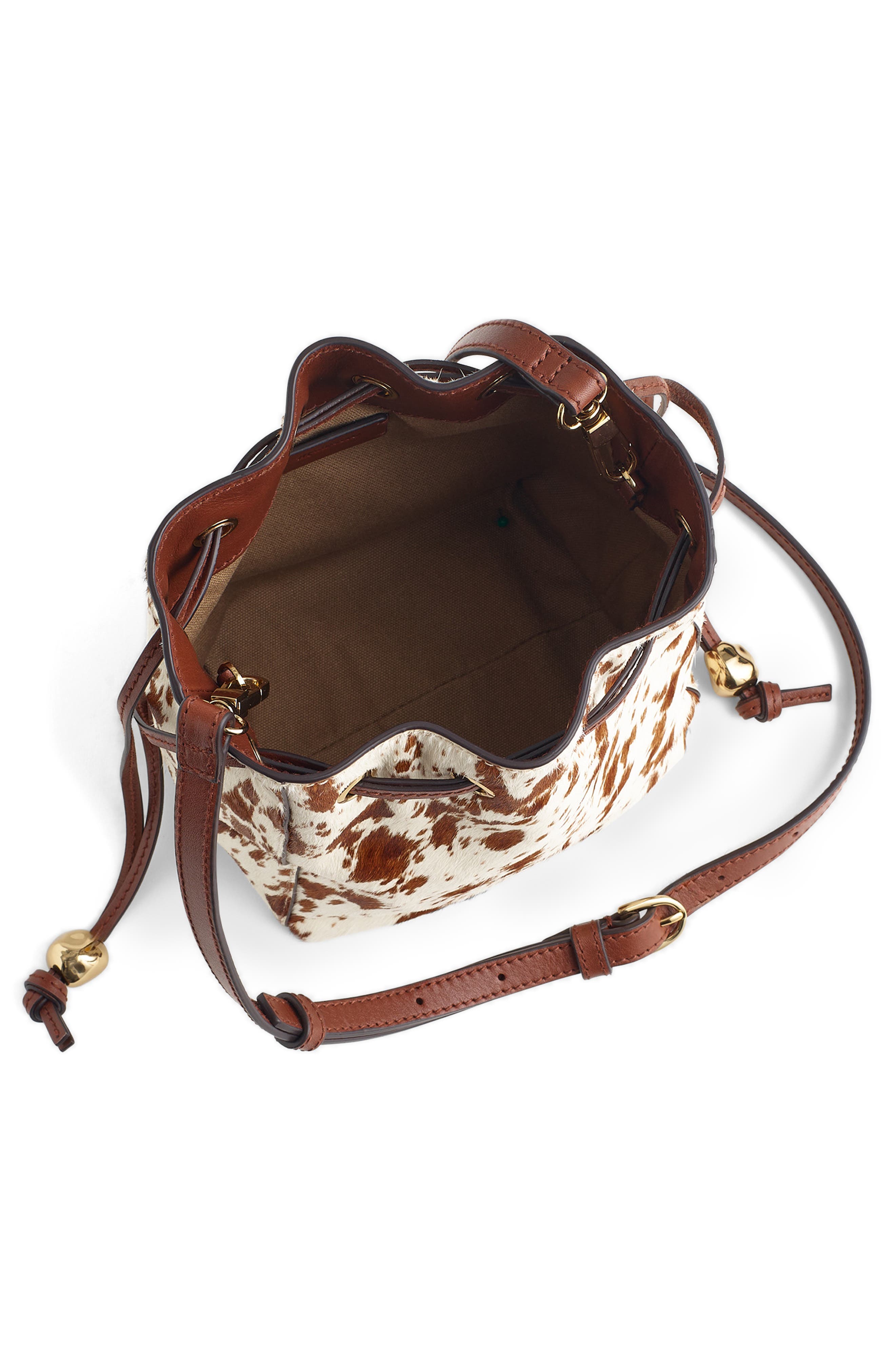 Madewell The Mini Genuine Calf Hair Crossbody Bucket Bag, Alternate, color, Soft Mahogany Multi