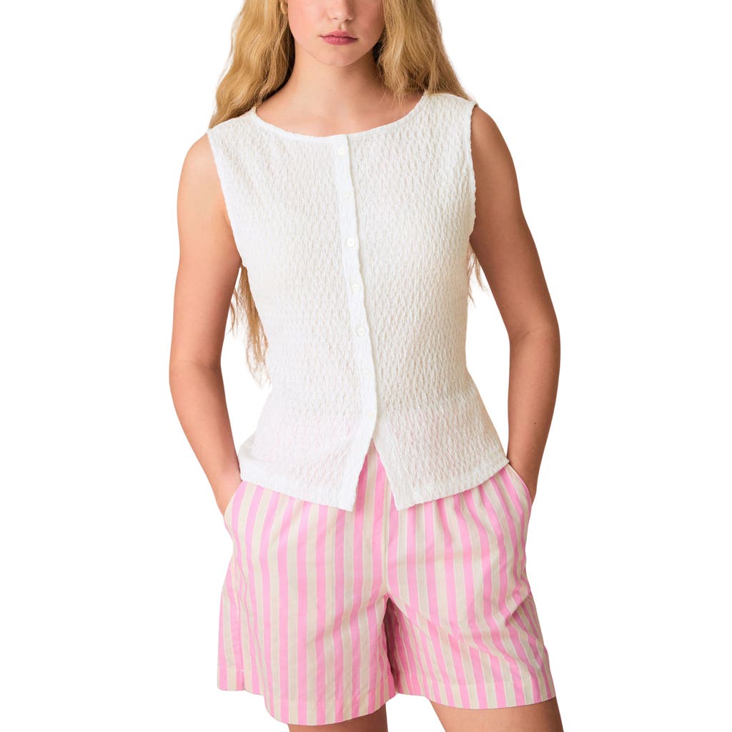 Next Textured Sleeveless Button-front Top