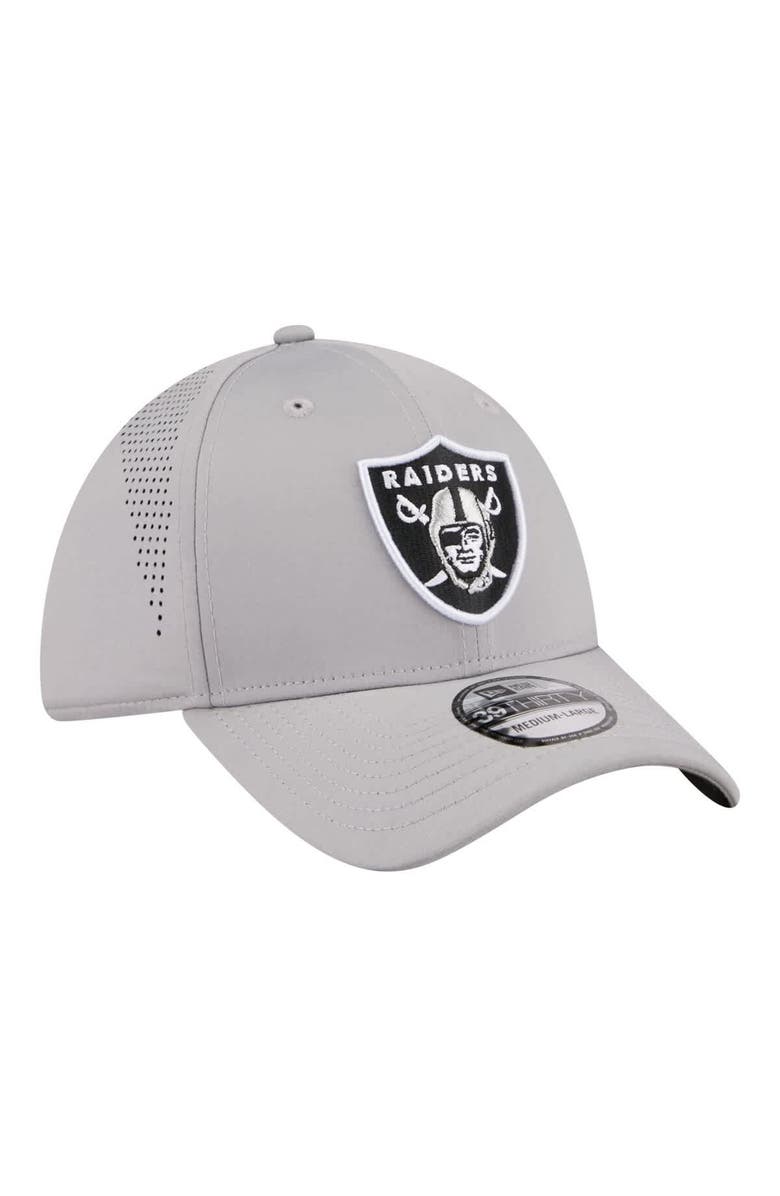 New Era Men's New Era  Gray Las Vegas Raiders Perforated 39THIRTY Flex Hat, Alternate, color, Gray