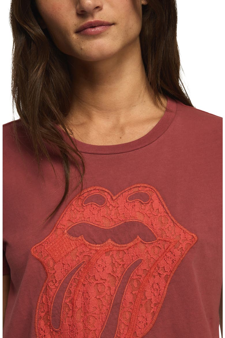 Rolling Stones Lace Graphic Cotton T-Shirt, Alternate, color, KETCHUP