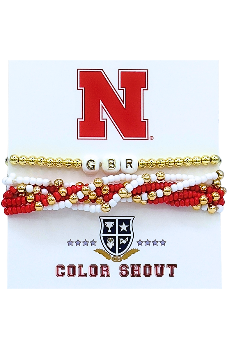 Color Shout Nebraska Lucky 7 Bracelet Set, Main, color, Yellow Gold