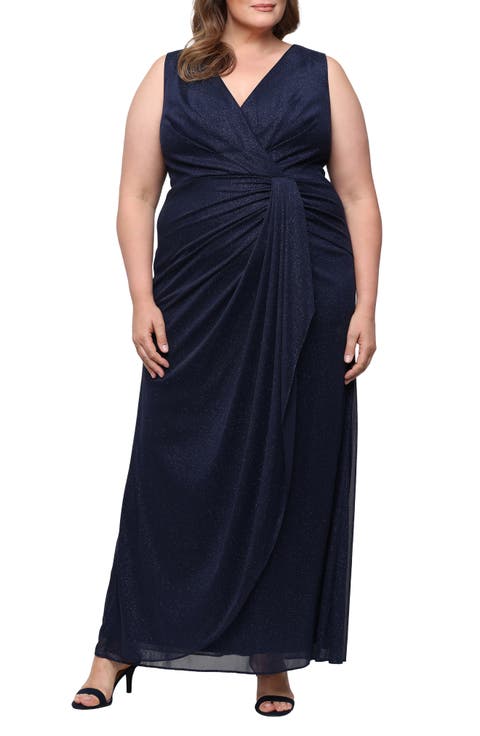 Sleeveless Glitter Mesh Gown