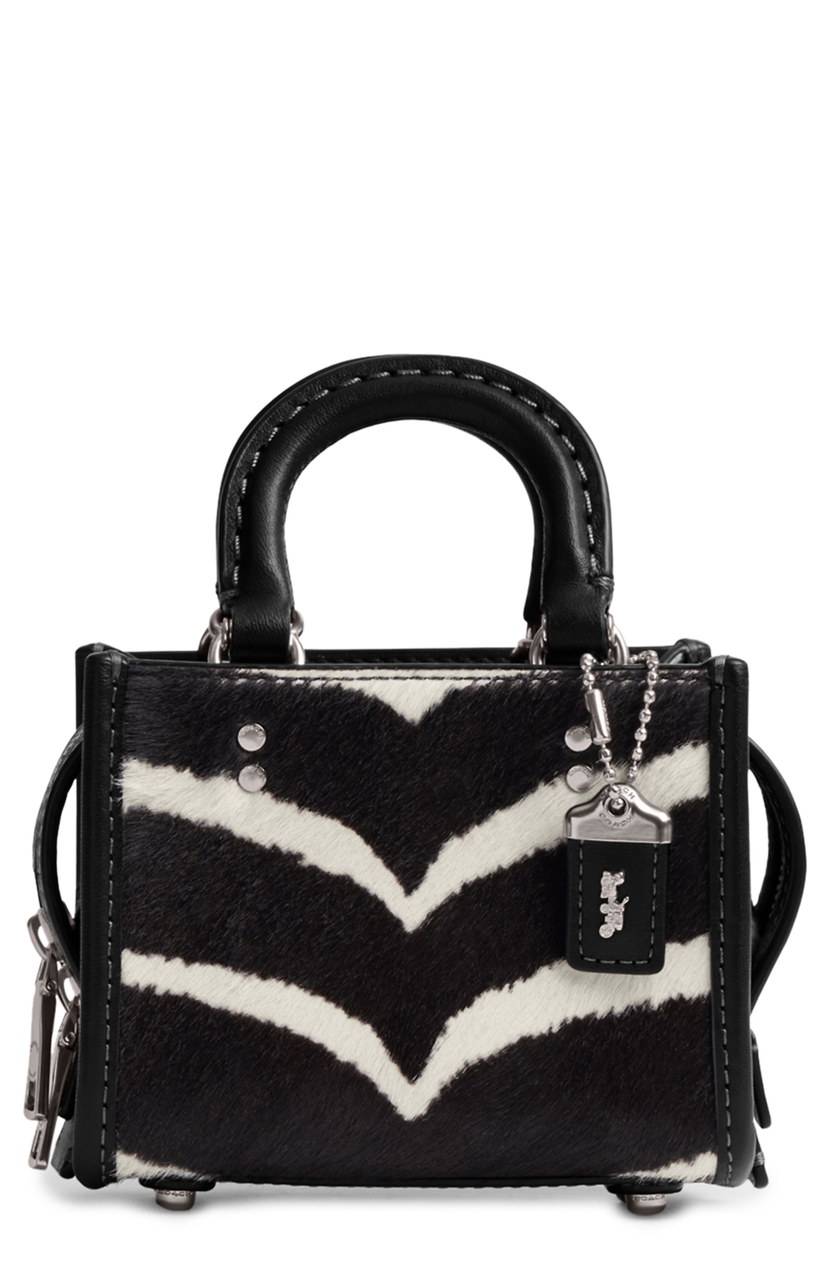 COACH Rogue Zebra Print Genuine Calf Hair Crossbody Bag, Main, color, 
