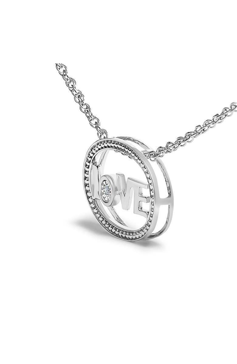 Haus of Brilliance Silver Diamond Accent "LOVE" Beaded Oval Pendant Necklace, Alternate, color, White
