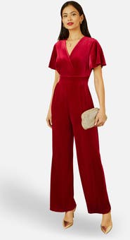 Yumi Angel Sleeve Velvet Jumpsuit