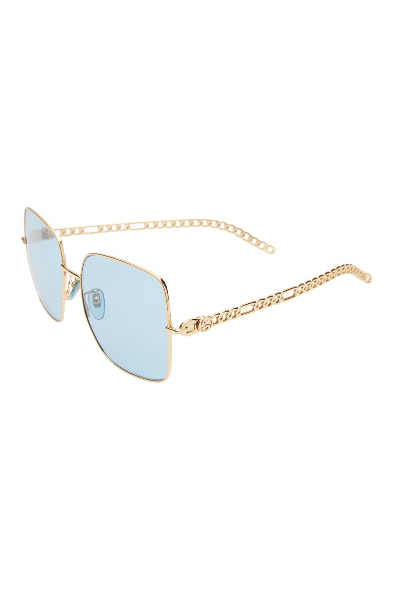 60mm Square Sunglasses with Removable Charms, Alternate, color, GOLD/ BLUE