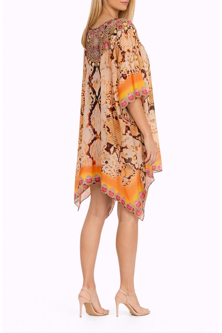 Snake Embossed Print Poncho, Alternate, color, YELLOW