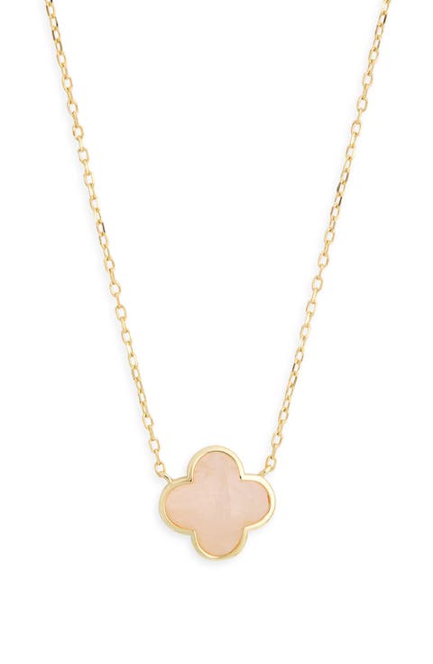 Rose Quartz Clover Pendant Necklace