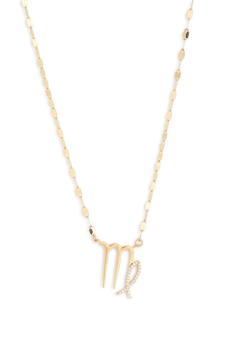LANA 14K Gold Diamond Zodiac Virgo Pendant Necklace - 0.0625ct., Main, color, 