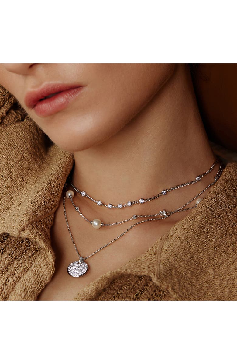 ANIA HAIE Bezel Cubic Zirconia Station Necklace, Alternate, color, Silver