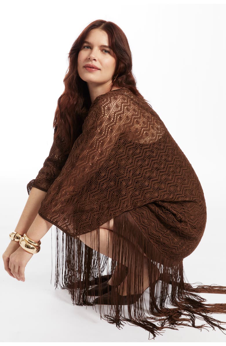 June + Vie Lace Kimono Dress with Fringe, Alternate, color, 