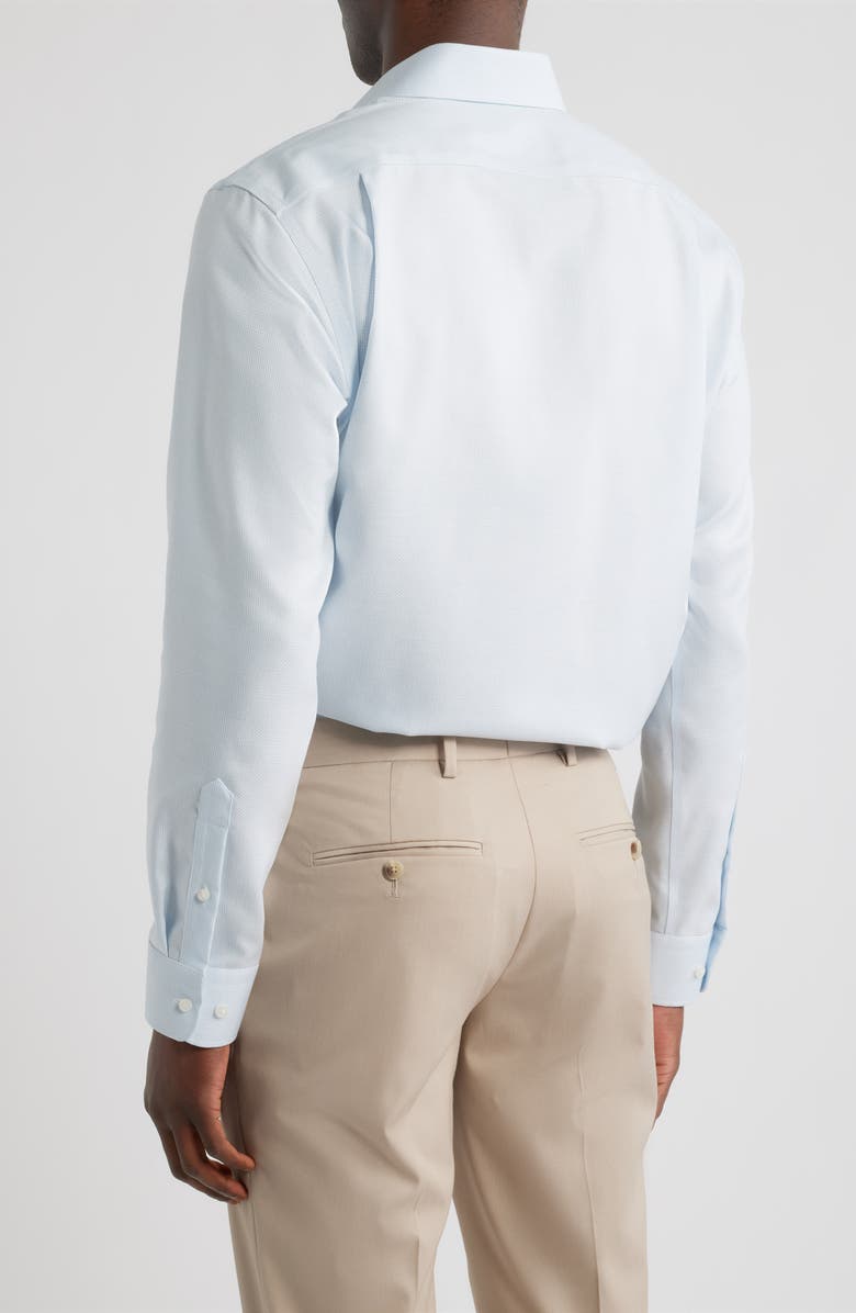 Nordstrom Trim Fit Premium Linen Dobby Dress Shirt, Alternate, color, Blue Adriano Texture