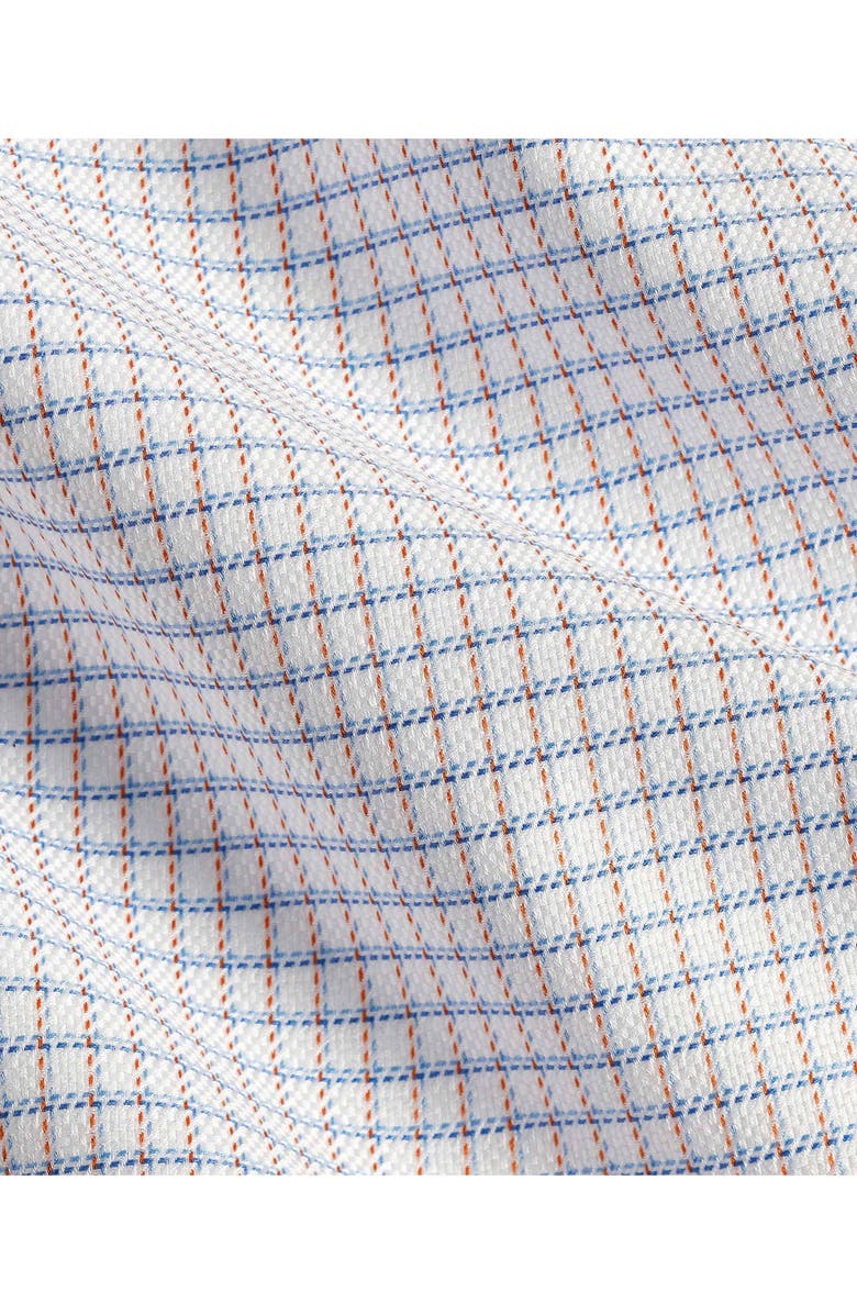 David Donahue Trim Fit Check Cotton Dobby Dress Shirt, Alternate, color, White/ Orange
