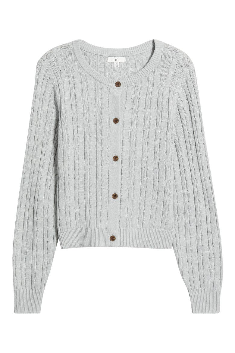 Button Front Cotton Blend Cardigan, Alternate, color, GREY SOFT HEATHER
