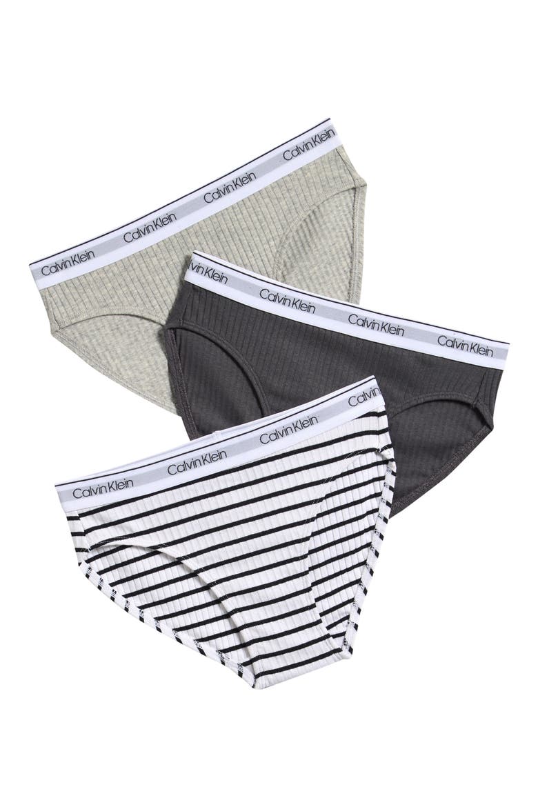 Kids' 3-Pack Cotton Rib Panties, Main, color, BLACK COURT STRIPE
