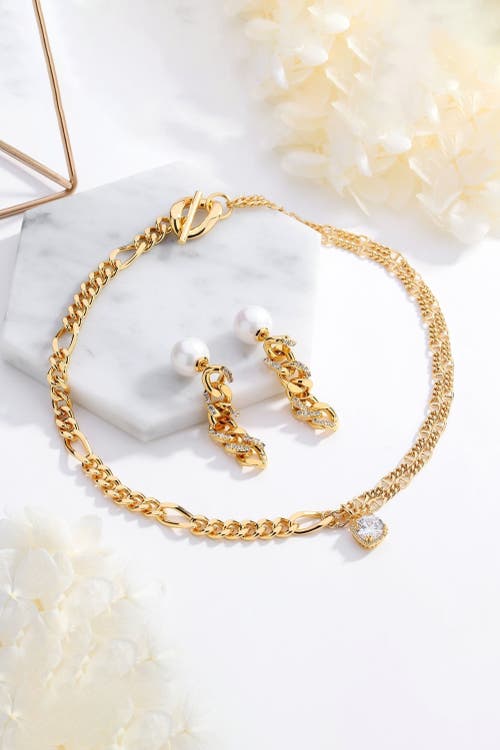 Classicharms Gold Double Layered Solitaire Zirconia Pendant Necklace In Gold
