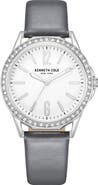 Kenneth Cole Classic Crystal Leather Strap Watch, 37mm