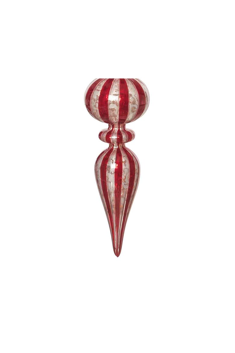 Red & White Vintage Finial Christmas Tree Ornament, Alternate, color, White
