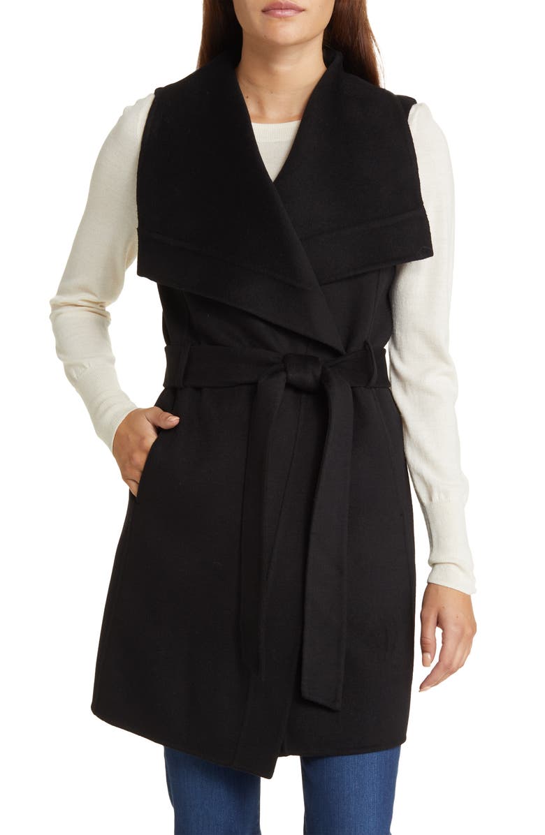 Michael Kors Tie Belt Oversize Wool Blend Vest, Main, color,