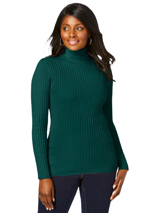 Ribbed Cotton Turtleneck Sweater (Plus)