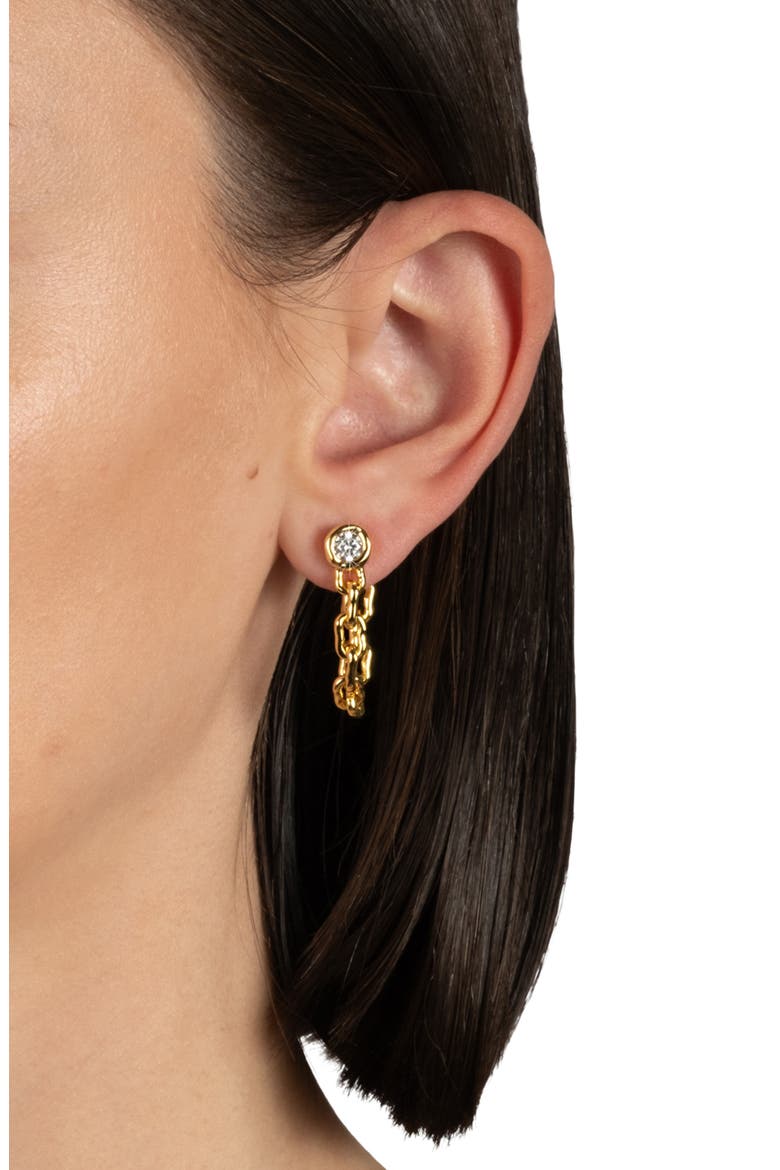 Asterales Link Cubic Zirconia Drop Earrings, Alternate, color, GOLD STONES